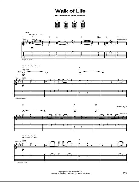 open zoom image for Walk Of Life - Guitar TAB, New, Main