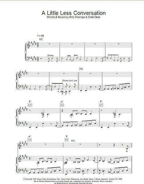 open zoom image for A Little Less Conversation - Piano/Vocal/Guitar, New, Main