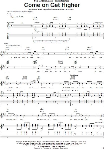 open zoom image for Come On Get Higher - Guitar TAB, New, Main