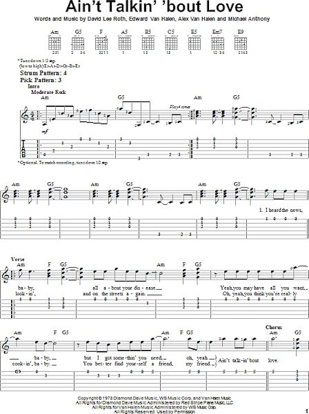 open zoom image for Ain't Talkin' 'Bout Love - Easy Guitar with TAB, New, Main