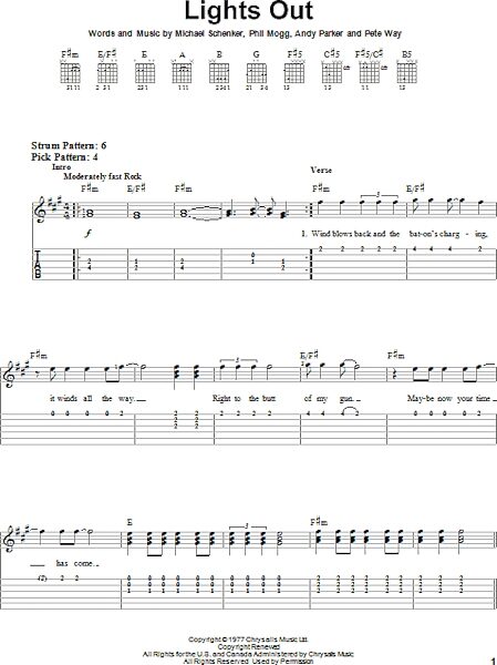 open zoom image for Lights Out - Easy Guitar with TAB, New, Main