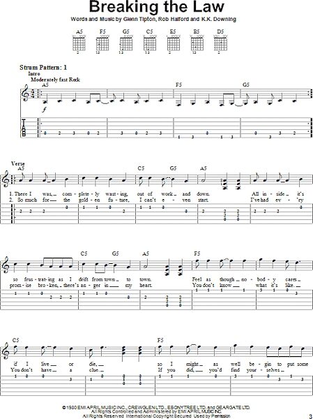 open zoom image for Breaking The Law - Easy Guitar with TAB, New, Main