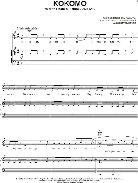 open zoom image for Kokomo - Piano/Vocal/Guitar, New, Main