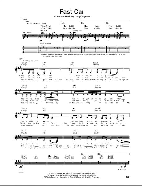 open zoom image for Fast Car - Guitar TAB, New, Main