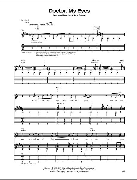 open zoom image for Doctor, My Eyes - Guitar TAB, New, Main