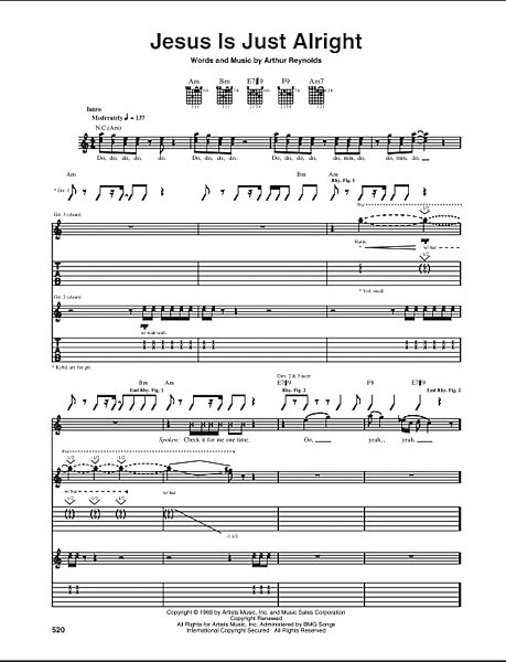open zoom image for Jesus Is Just Alright - Guitar TAB, New, Main