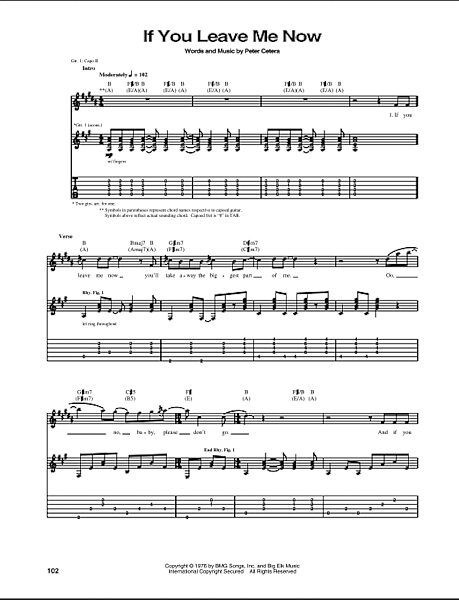 open zoom image for If You Leave Me Now - Guitar TAB, New, Main