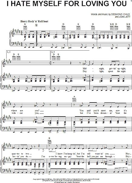 open zoom image for I Hate Myself For Loving You - Piano/Vocal/Guitar, New, Main