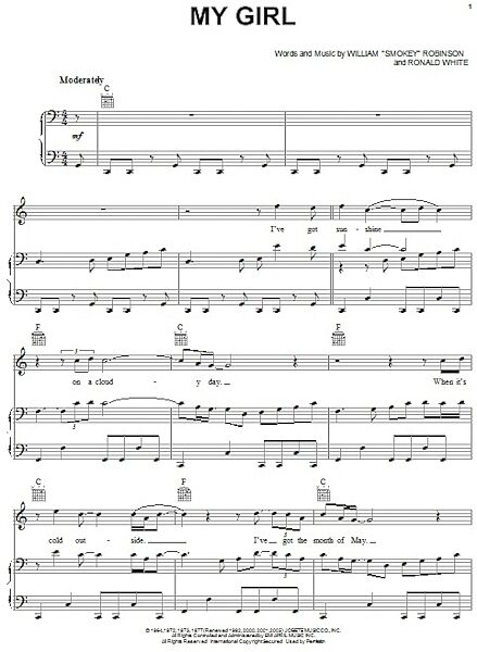 open zoom image for My Girl - Piano/Vocal/Guitar, New, Main