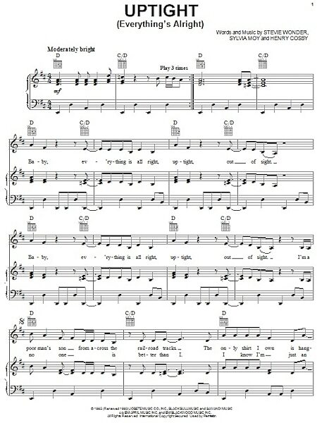 open zoom image for Uptight (Everything's Alright) - Piano/Vocal/Guitar, New, Main