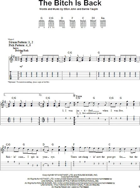 open zoom image for The Bitch Is Back - Easy Guitar with TAB, New, Main