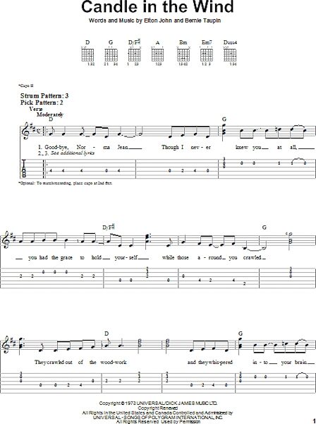 open zoom image for Candle In The Wind - Easy Guitar with TAB, New, Main