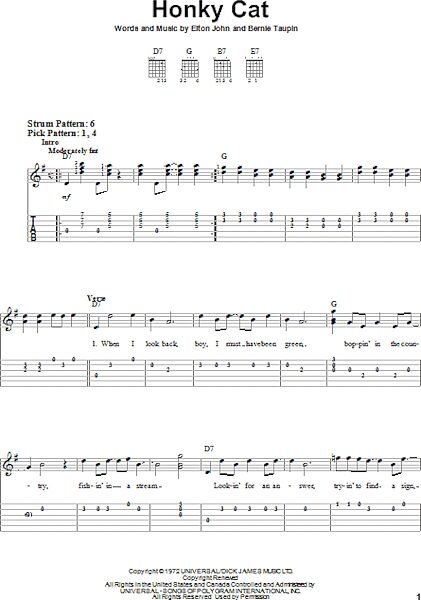 open zoom image for Honky Cat - Easy Guitar with TAB, New, Main