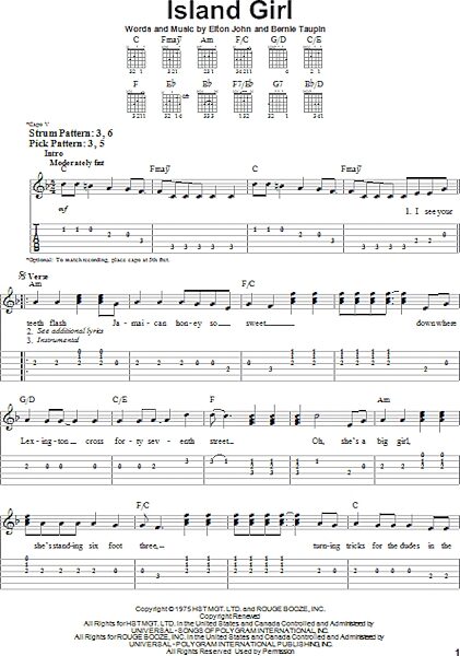 open zoom image for Island Girl - Easy Guitar with TAB, New, Main