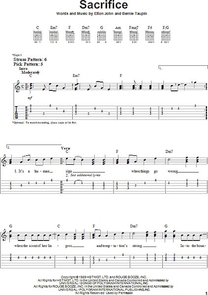 open zoom image for Sacrifice - Easy Guitar with TAB, New, Main