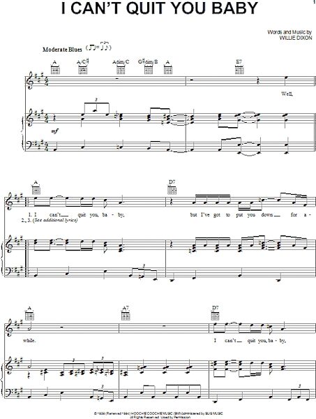 open zoom image for I Can't Quit You Baby - Piano/Vocal/Guitar, New, Main