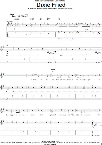 open zoom image for Dixie Fried - Guitar TAB, New, Main