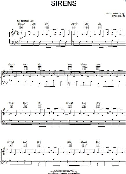 open zoom image for Sirens - Piano/Vocal/Guitar, New, Main