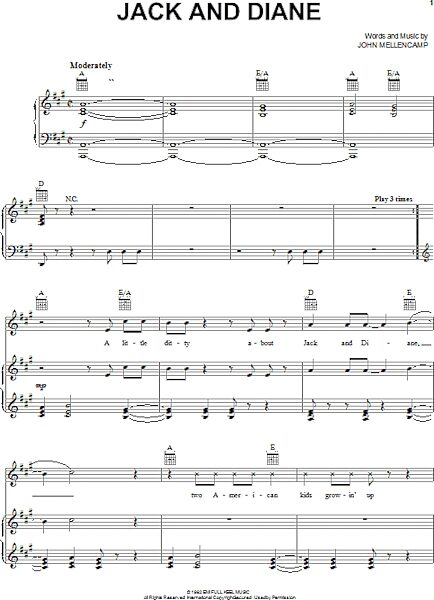 open zoom image for Jack And Diane - Piano/Vocal/Guitar, New, Main