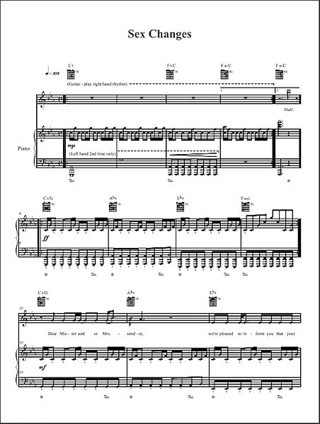 open zoom image for Sex Changes - Piano/Vocal/Guitar, New, Main
