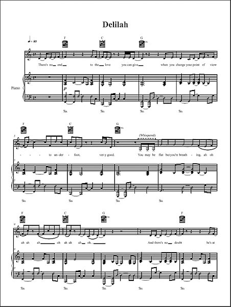 open zoom image for Delilah - Piano/Vocal/Guitar, New, Main