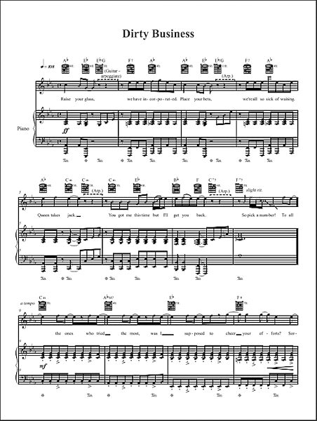 open zoom image for Dirty Business - Piano/Vocal/Guitar, New, Main