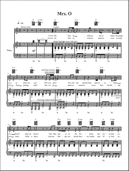 open zoom image for Mrs. O - Piano/Vocal/Guitar, New, Main