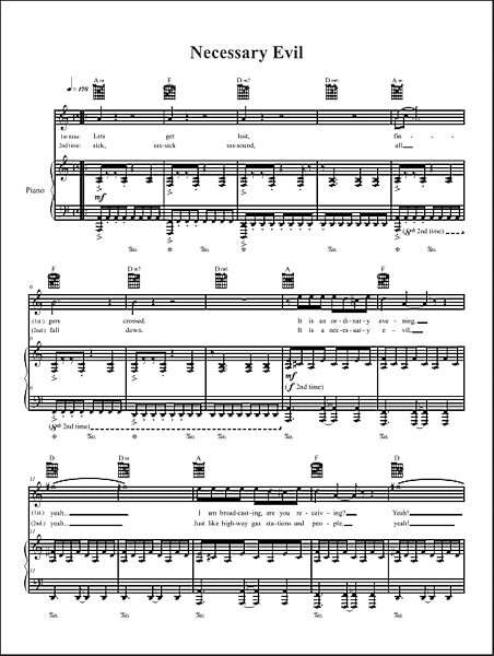 open zoom image for Necessary Evil - Piano/Vocal/Guitar, New, Main