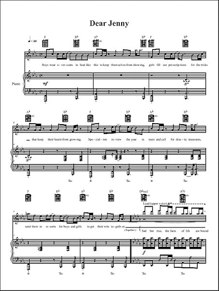 open zoom image for Dear Jenny - Piano/Vocal/Guitar, New, Main