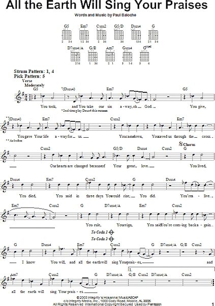 open zoom image for All The Earth Will Sing Your Praises - Easy Guitar, New, Main