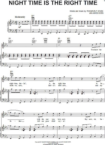 open zoom image for Night Time Is The Right Time - Piano/Vocal/Guitar, New, Main