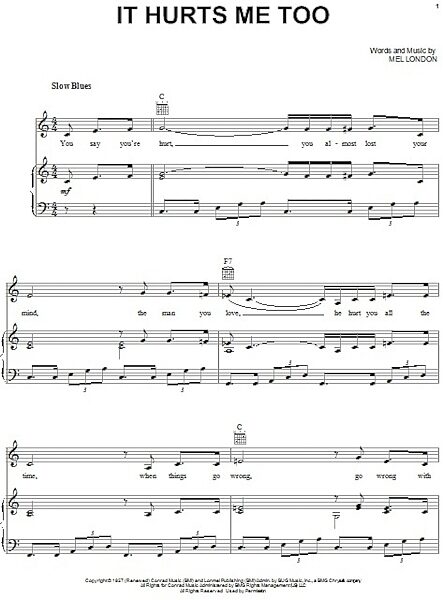 open zoom image for It Hurts Me Too - Piano/Vocal/Guitar, New, Main
