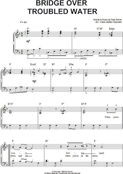 open zoom image for Bridge Over Troubled Water - Easy Piano, New, Main