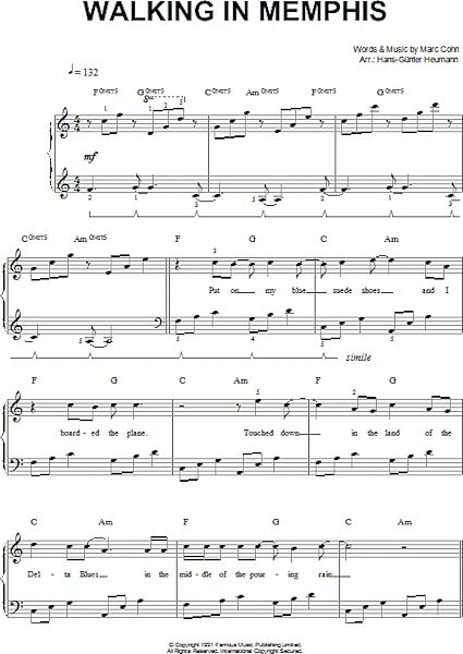open zoom image for Walking In Memphis - Easy Piano, New, Main