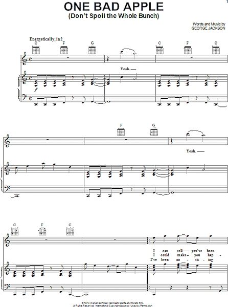 open zoom image for One Bad Apple (Don't Spoil The Whole Bunch) - Piano/Vocal/Guitar, New, Main