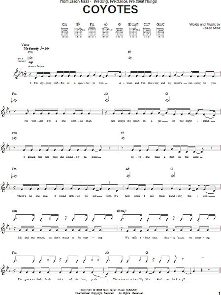 open zoom image for Coyotes - Guitar TAB, New, Main