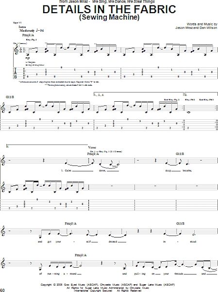 open zoom image for Details In The Fabric (Sewing Machine) - Guitar TAB, New, Main