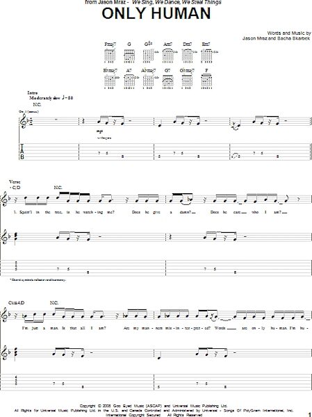 open zoom image for Only Human - Guitar TAB, New, Main
