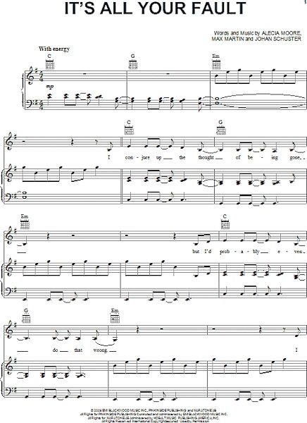 open zoom image for It's All Your Fault - Piano/Vocal/Guitar, New, Main