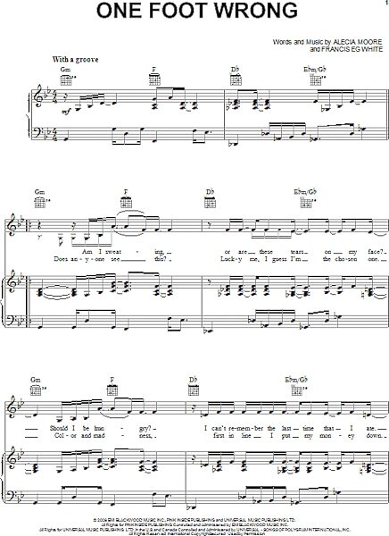 open zoom image for One Foot Wrong - Piano/Vocal/Guitar, New, Main