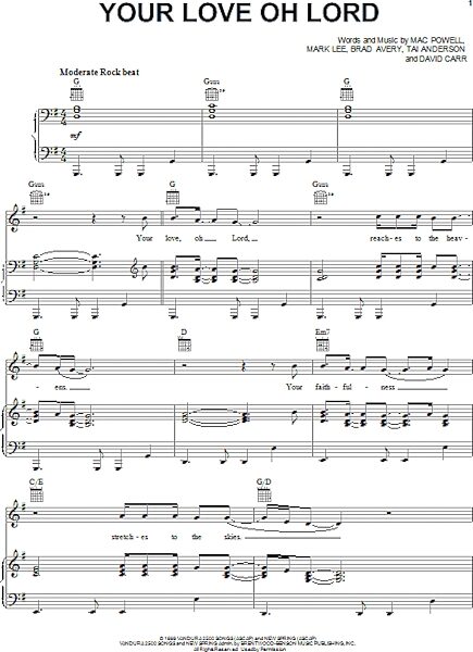 open zoom image for Your Love Oh Lord - Piano/Vocal/Guitar, New, Main