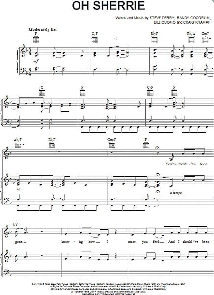 open zoom image for Oh Sherrie - Piano/Vocal/Guitar, New, Main