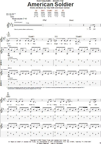open zoom image for American Soldier - Guitar TAB, New, Main