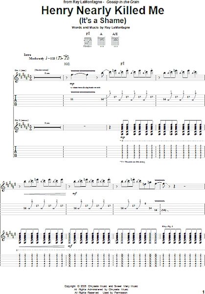 open zoom image for Henry Nearly Killed Me (It's A Shame) - Guitar TAB, New, Main