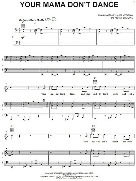 open zoom image for Your Mama Don't Dance - Piano/Vocal/Guitar, New, Main