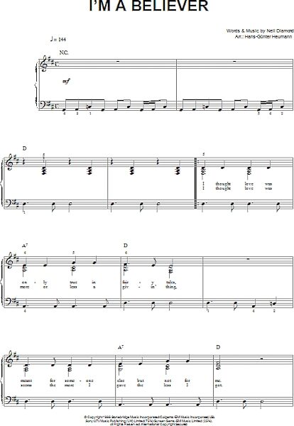 open zoom image for I'm A Believer - Easy Piano, New, Main