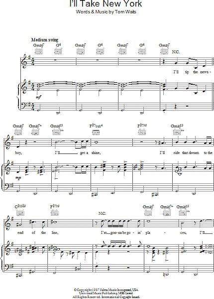 open zoom image for I'll Take New York - Piano/Vocal/Guitar, New, Main