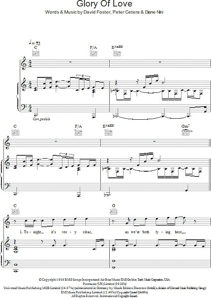 open zoom image for Glory Of Love - Piano/Vocal/Guitar, New, Main