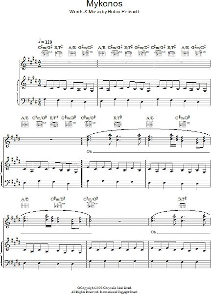 open zoom image for Mykonos - Piano/Vocal/Guitar, New, Main