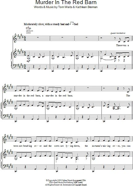 open zoom image for Murder In The Red Barn - Piano/Vocal/Guitar, New, Main